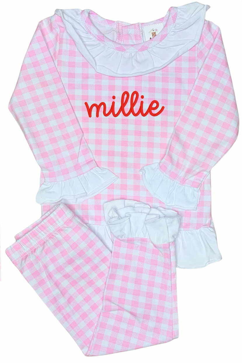 Girls gingham pajama set