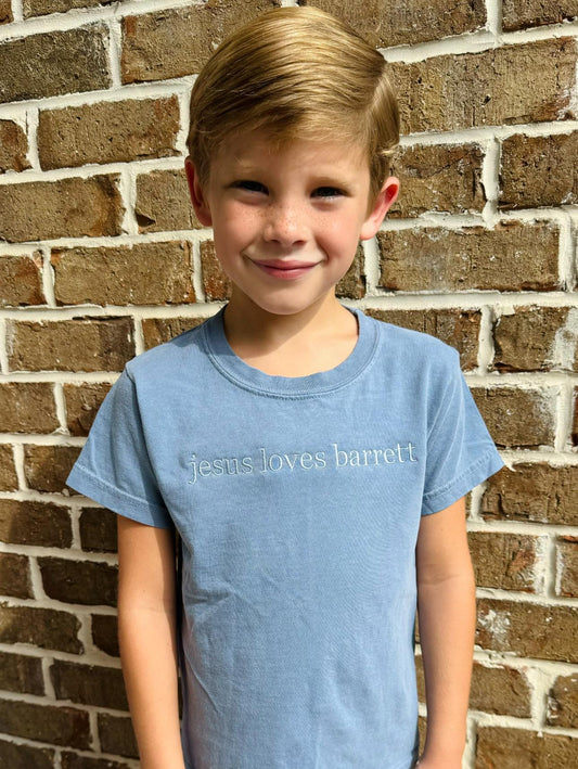 Personalized “Jesus Loves Me” Comfort Colors Tee