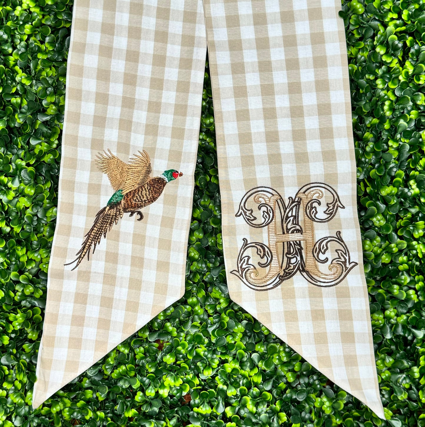 Pheasant wreath sash preorder
