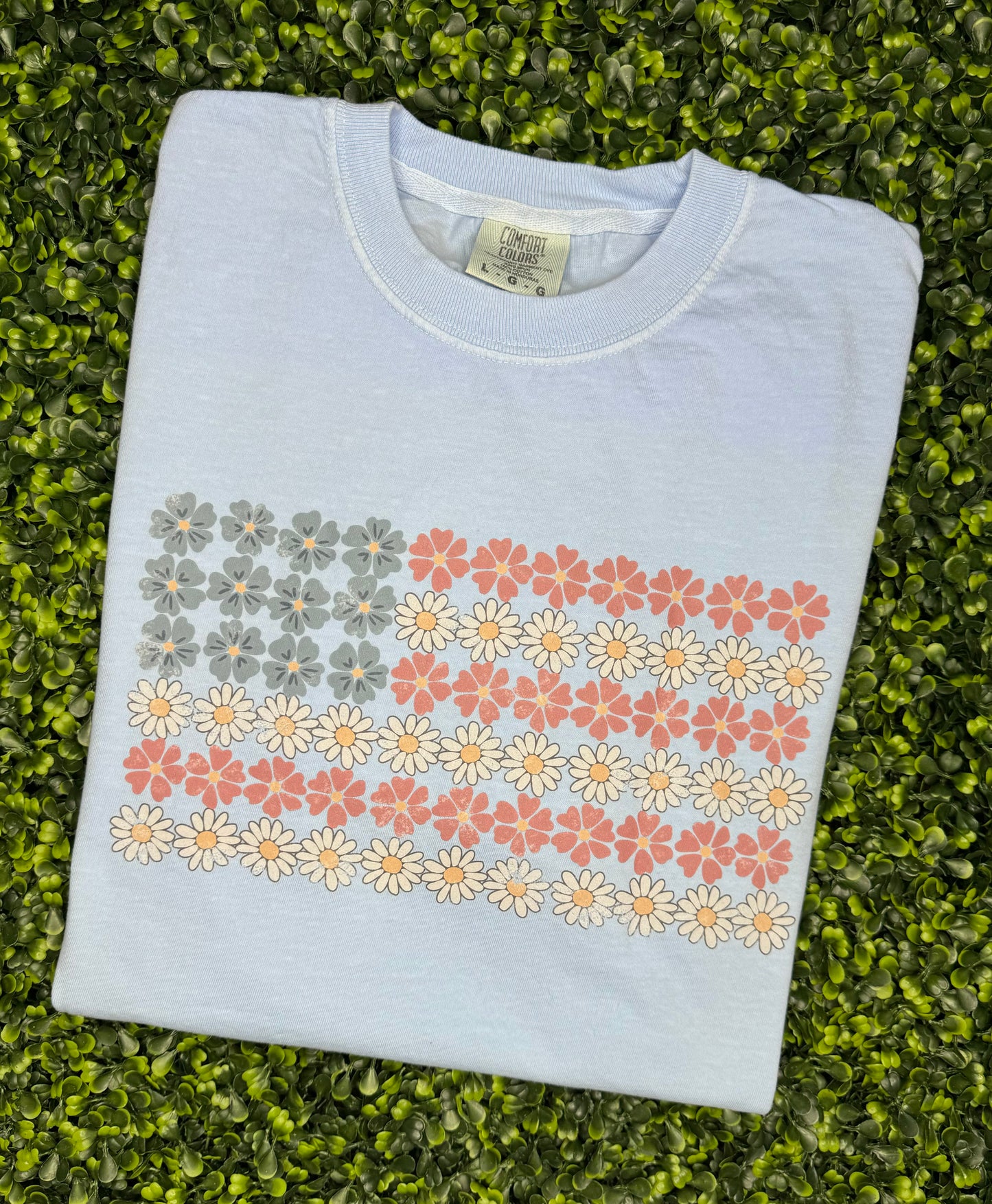 Floral Patriotic Flag T-shirt