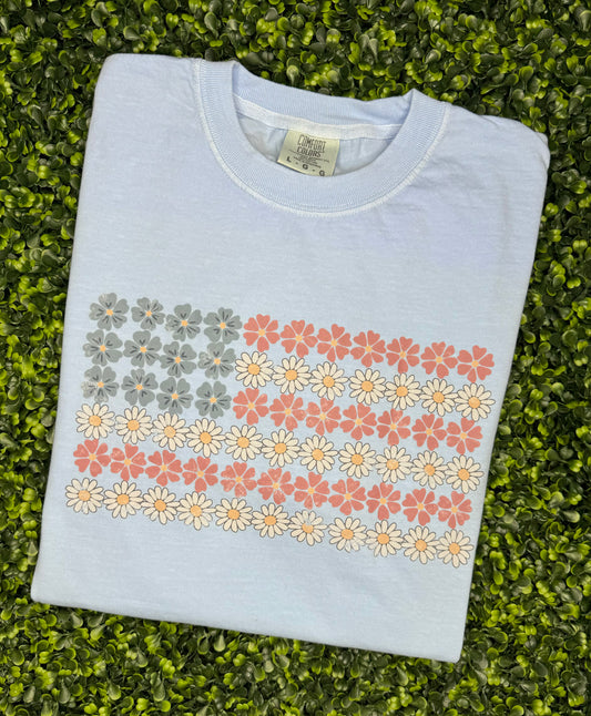 Floral Patriotic Flag T-shirt