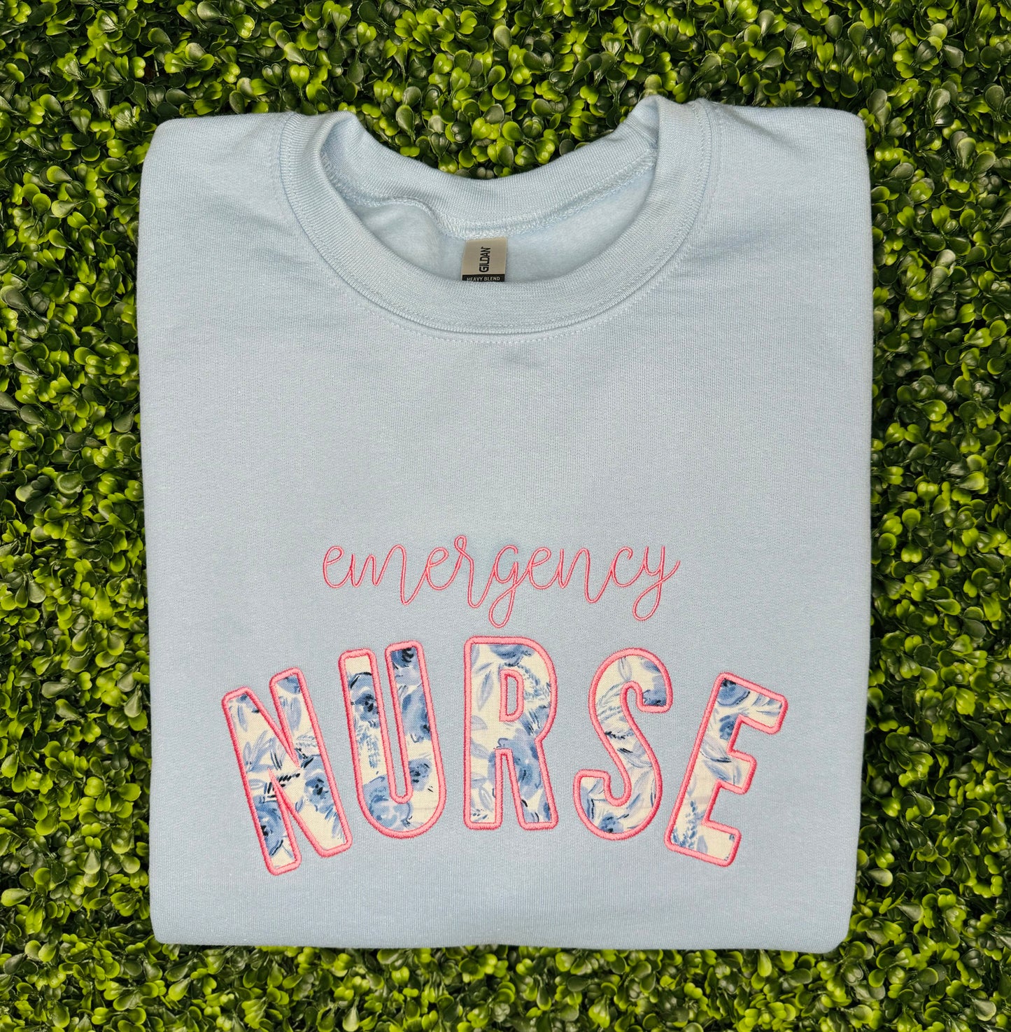 Customizable Nurse Crewneck Applique Sweatshirt