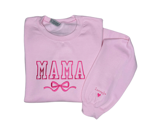 Custom Mama with bow crewneck sweatshirt