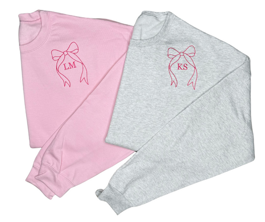 Left Collar embroidered Bow with initials