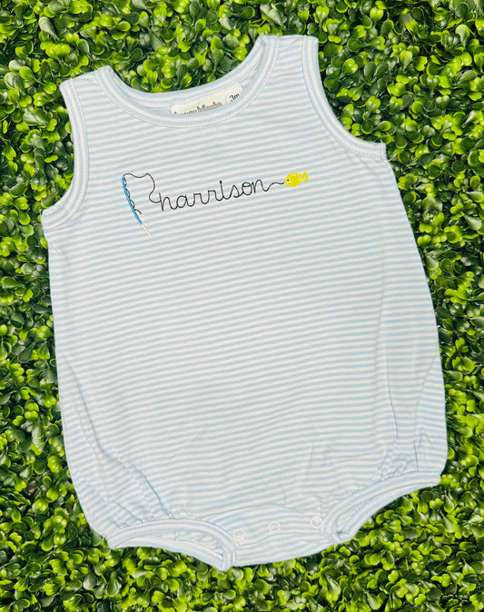 Blue Shortsleeve striped bubble with design
