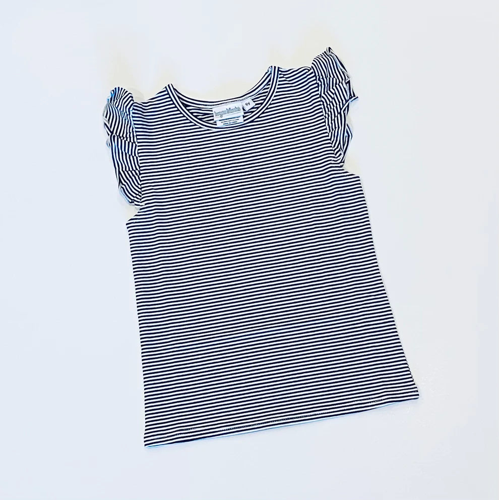 Knit Stripe Flutter Sleeve Shirt with Packer design