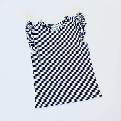 Knit Stripe Flutter Sleeve Shirt with Packer design