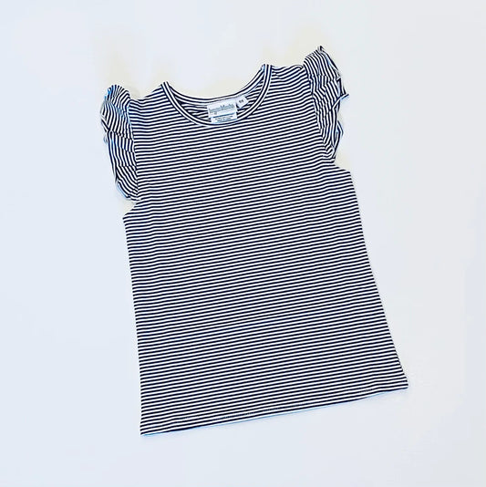 Knit Stripe Flutter Sleeve Shirt with Packer design